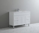 CETO ACACIA SHAKER MATTE WHITE 1200MM SINGLE BOWL FLOOR STANDING VANITY
