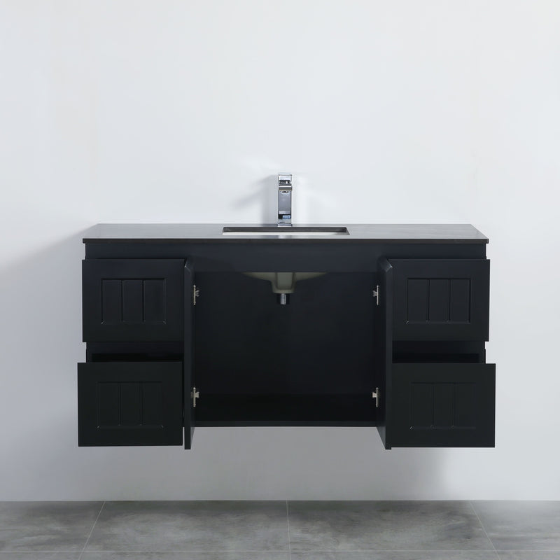 CETO ACACIA SHAKER MATTE BLACK 1200MM SINGLE BOWL WALL HUNG VANITY
