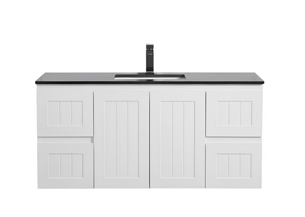 CETO ACACIA SHAKER MATTE WHITE 1200MM SINGLE BOWL WALL HUNG VANITY