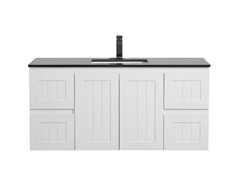 CETO ACACIA SHAKER MATTE WHITE 1200MM SINGLE BOWL WALL HUNG VANITY