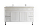 CETO ACACIA SHAKER MATTE WHITE 1500MM DOUBLE BOWL FLOOR STANDING VANITY