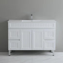 CETO ACACIA SHAKER MATTE WHITE 1200MM SINGLE BOWL FLOOR STANDING VANITY