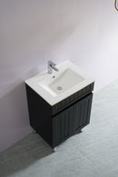 CETO ACACIA SHAKER MATTE BLACK 600MM SINGLE BOWL FLOOR STANDING VANITY