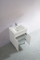 CETO ACACIA SHAKER MATTE WHITE 600MM SINGLE BOWL FLOOR STANDING VANITY