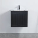 CETO ACACIA SHAKER MATTE BLACK 600MM SINGLE BOWL WALL HUNG VANITY