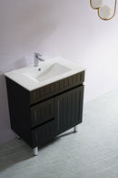 CETO ACACIA SHAKER MATTE BLACK 750MM SINGLE BOWL FLOOR STANDING VANITY (AVAILABLE IN LEFT AND RIGHT HAND DRAWER)