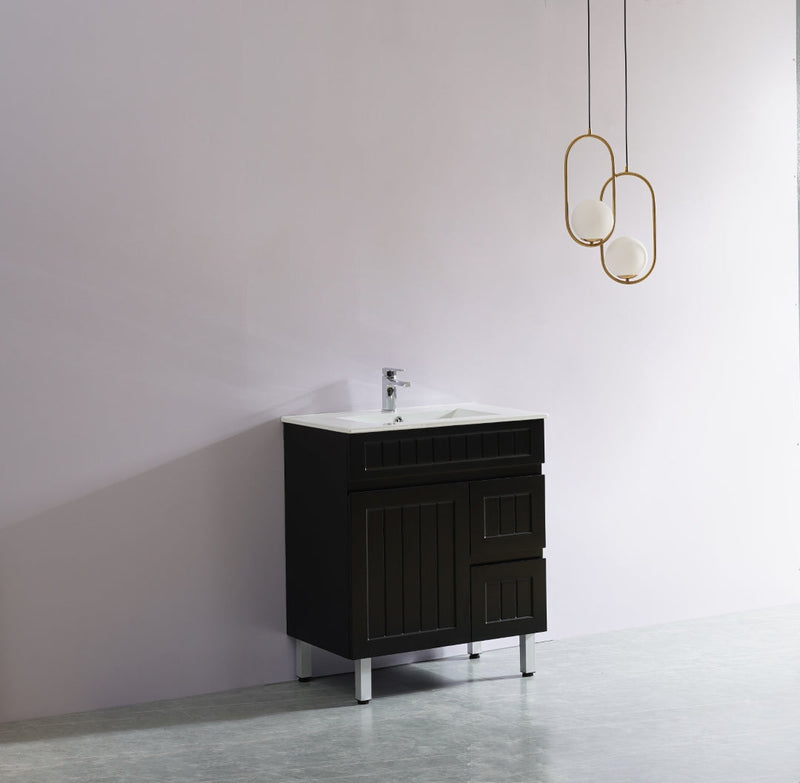 CETO ACACIA SHAKER MATTE BLACK 750MM SINGLE BOWL FLOOR STANDING VANITY (AVAILABLE IN LEFT AND RIGHT HAND DRAWER)