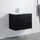 CETO ACACIA SHAKER MATTE BLACK 750MM SINGLE BOWL WALL HUNG VANITY (AVAILABLE IN LEFT AND RIGHT HAND DRAWER)