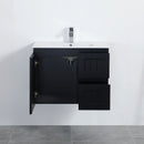CETO ACACIA SHAKER MATTE BLACK 750MM SINGLE BOWL WALL HUNG VANITY (AVAILABLE IN LEFT AND RIGHT HAND DRAWER)
