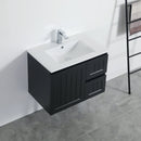CETO ACACIA SHAKER MATTE BLACK 750MM SINGLE BOWL WALL HUNG VANITY (AVAILABLE IN LEFT AND RIGHT HAND DRAWER)