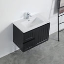 CETO ACACIA SHAKER MATTE BLACK 750MM SINGLE BOWL WALL HUNG VANITY (AVAILABLE IN LEFT AND RIGHT HAND DRAWER)