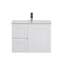 CETO ACACIA SHAKER MATTE WHITE 750MM SINGLE BOWL WALL HUNG VANITY (AVAILABLE IN LEFT AND RIGHT HAND DRAWER)