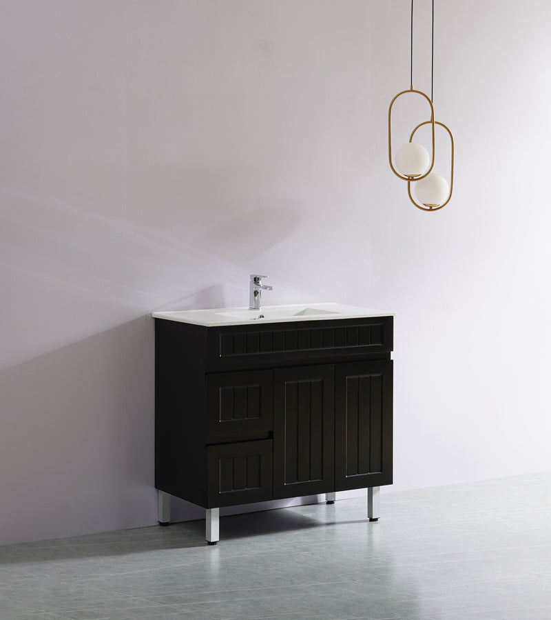 CETO ACACIA SHAKER MATTE BLACK 900MM FLOOR STANDING VANITY (AVAILABLE IN LEFT HAND DRAWER AND RIGHT HAND DRAWER)