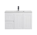 CETO ACACIA SHAKER MATTE WHITE 900MM SINGLE BOWL WALL HUNG VANITY (AVAILABLE IN LEFT AND RIGHT HAND DRAWER)
