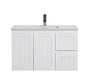 CETO ACACIA SHAKER MATTE WHITE 900MM SINGLE BOWL WALL HUNG VANITY (AVAILABLE IN LEFT AND RIGHT HAND DRAWER)