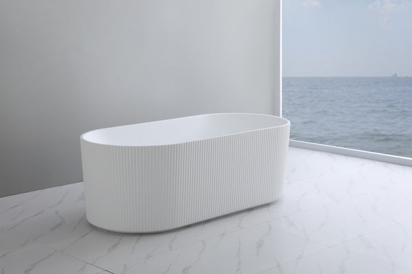 CETO ALLY GROOVE OVAL FREESTANDING BATHTUB MATTE WHITE (AVAILABLE IN 1500MM AND 1700MM)