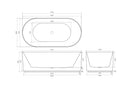 CETO ALLY GROOVE OVAL FREESTANDING BATH GLOSS WHITE (AVAILABLE IN 1500MM AND 1700MM)