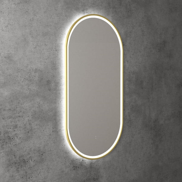 AULIC BEAU MONDE LED MIRROR BRUSHED GOLD 3 COLOUR LIGHTS 450X900MM