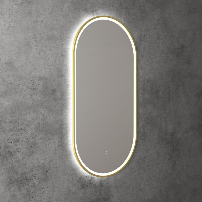 AULIC BEAU MONDE LED MIRROR BRUSHED GOLD 3 COLOUR LIGHTS 450X900MM