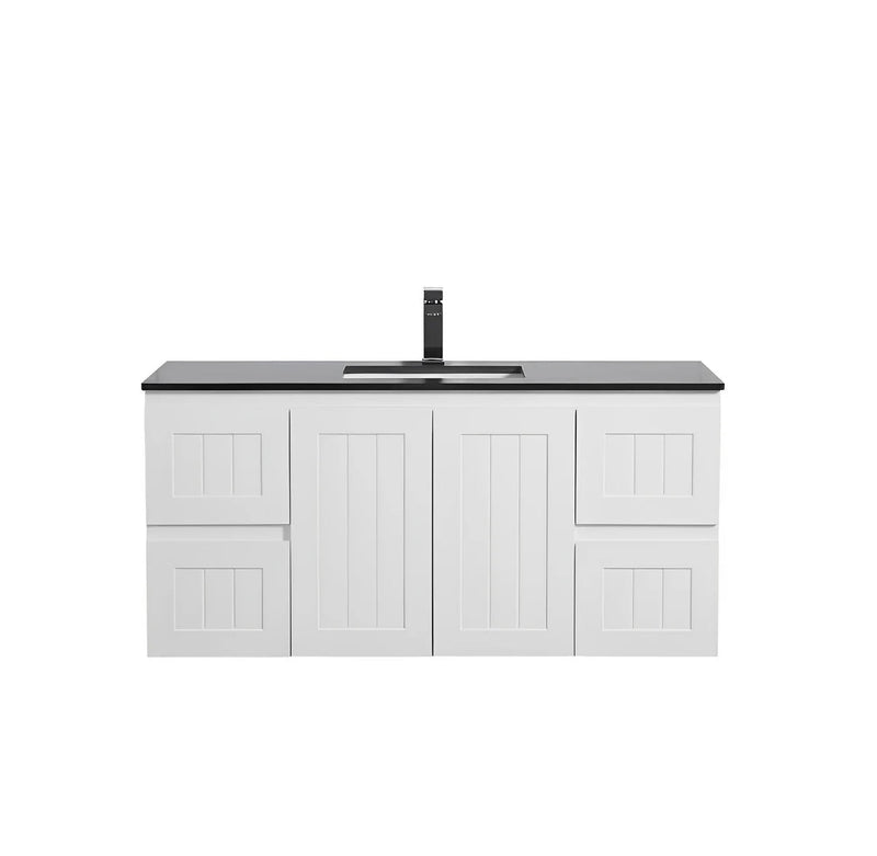 CETO ACACIA SHAKER MATTE WHITE 1200MM SINGLE BOWL WALL HUNG VANITY