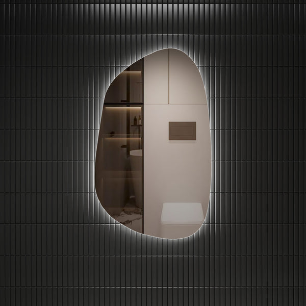 AULIC TARCOOLA ASYMMETRICAL FRAMELESS LED MIRROR 3 COLOUR LIGHTS 550X900MM
