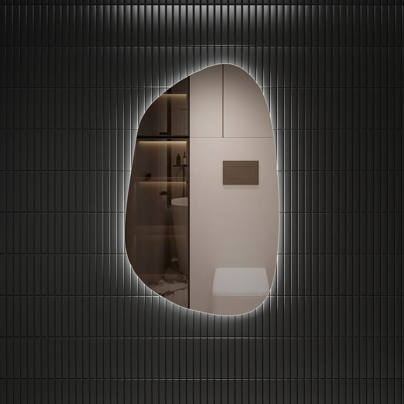 AULIC TARCOOLA ASYMMETRICAL FRAMELESS LED MIRROR 3 COLOUR LIGHTS 550X900MM