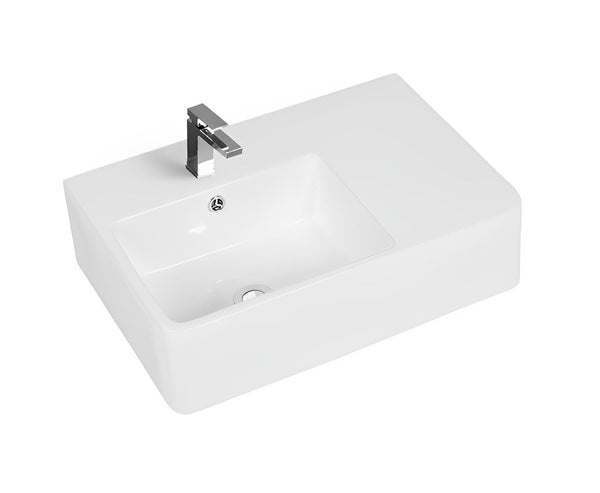 POSEIDON WALL HUNG BASIN GLOSS WHITE 600MM
