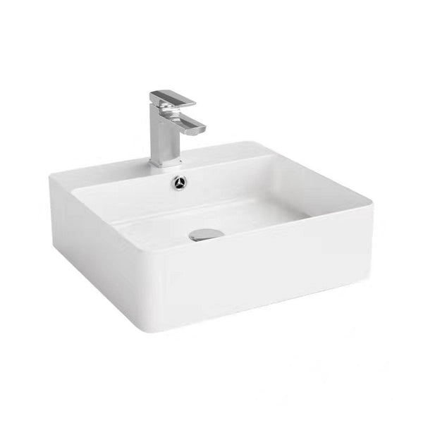 POSEIDON FINE CERAMIC WALL HUNG BASIN ULTRA SLIM GLOSS WHITE 450MM