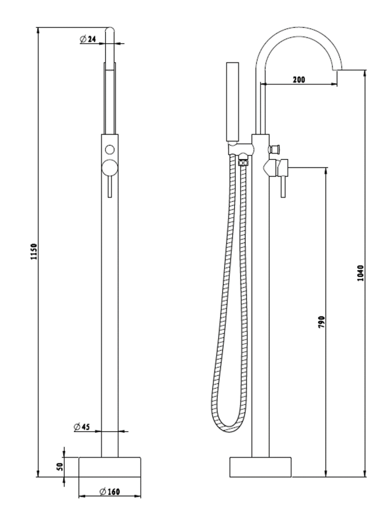 Bella Vista Mica Freestanding Bath Mixer with Hand Shower