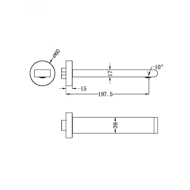 NERO BIANCA FIXED BATH SPOUT 200/240MM