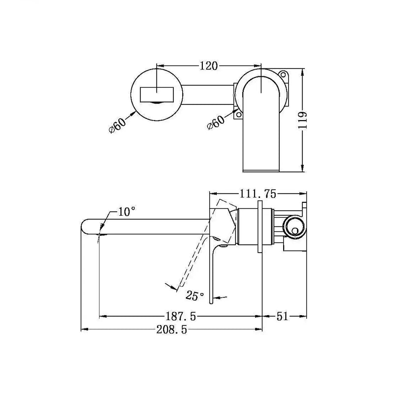 NERO BIANCA Wall Basin/Nath Mixer Seperate Back Plate
