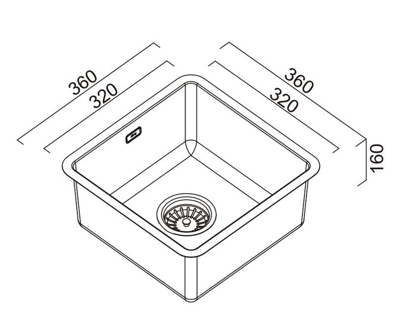 ABEY BS SINGLE BOWL BAR SINK BLACK PEARL 360MM