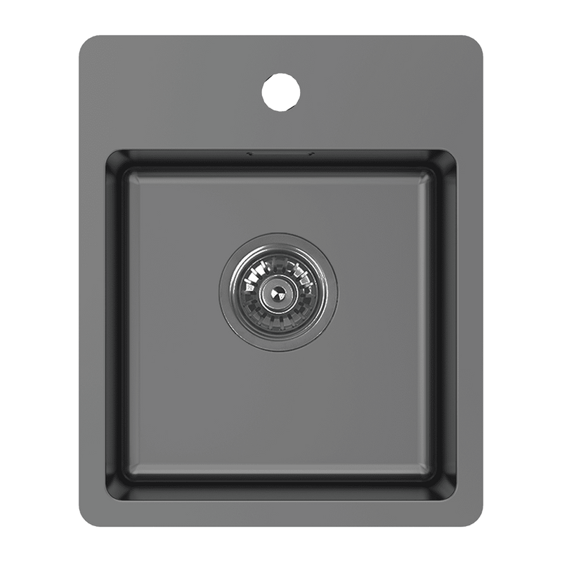ABEY BS SINGLE BOWL BAR SINK WITH TAP LANDING BLACK PEARL 370MM