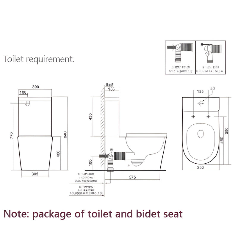 LAFEME THEA STANDARD LUNA RIMLESS BACK TO WALL SMART TOILET WHITE