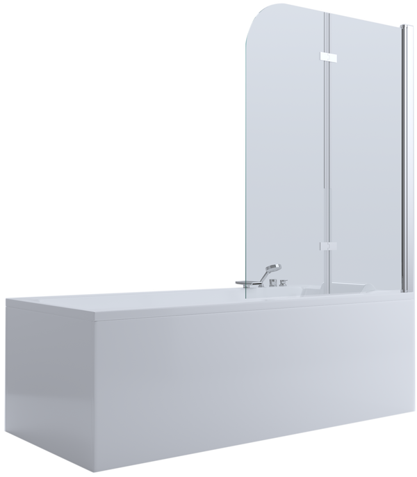BELLA VISTA FRAMELESS FIXED AND SWING BATH SHOWER SCREEN CHROME