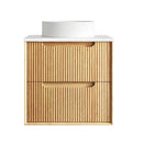 OTTI BYRON WOODLAND OAK FLUTED 600MM SINGLE BOWL WALL HUNG VANITY