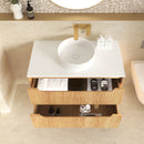 OTTI BYRON WOODLAND OAK FLUTED 900MM SINGLE BOWL WALL HUNG VANITY