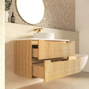 OTTI BYRON WOODLAND OAK FLUTED 900MM SINGLE BOWL WALL HUNG VANITY