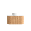 OTTI BONDI WOODLAND OAK FLUTED 900MM CURVE SINGLE BOWL WALL HUNG VANITY