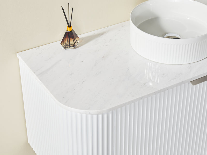 CETO AVALON Flutted Curved Wall Hung Vanity MATTE WHITE 750-1500mm