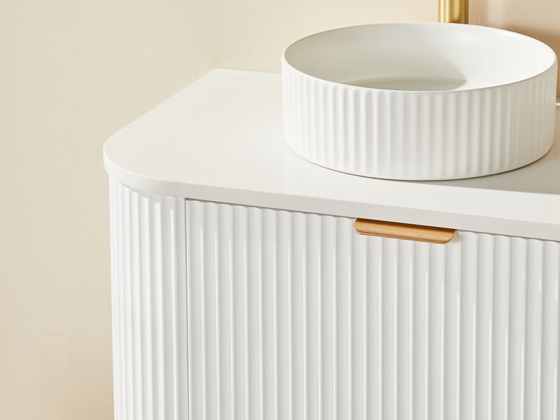CETO AVALON Flutted Curved Wall Hung Vanity MATTE WHITE 750-1500mm
