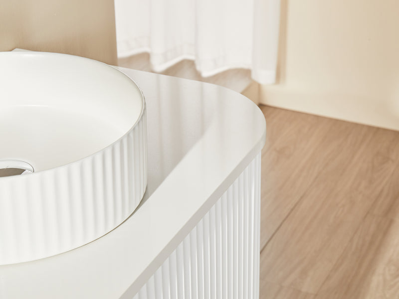 CETO AVALON Flutted Curved Wall Hung Vanity MATTE WHITE 750-1500mm
