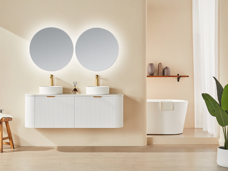 CETO AVALON Flutted Curved Wall Hung Vanity MATTE WHITE 750-1500mm