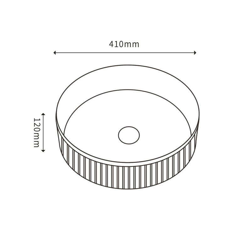 CETO CASCADE FLUTED ROUND ABOVE COUNTER BASIN MATTE WHITE 410MM