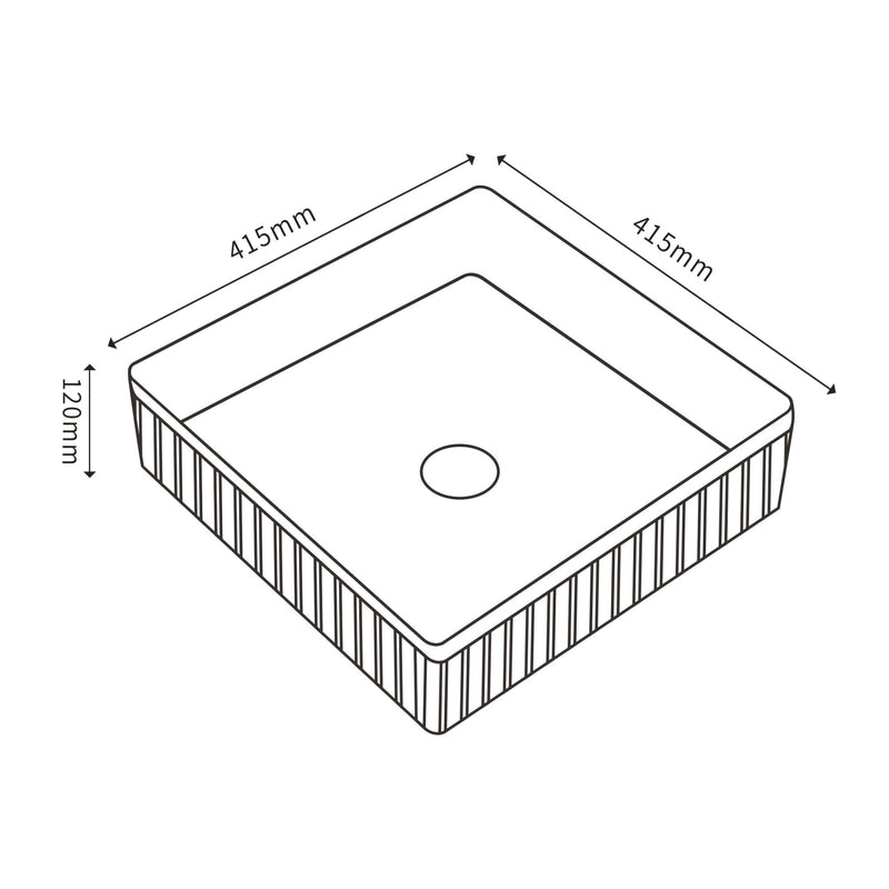 CETO CASCADE FLUTED SQUARE ABOVE COUNTER BASIN GLOSS WHITE 415MM