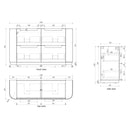 AULIC CURVA CURVED MATTE WHITE 1500MM DOUBLE BOWL FLOOR STANDING VANITY W/ QUADRO HETTICH RUNNERS