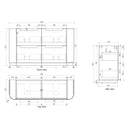AULIC VARCELLI CURVED HARVEST OAK 1500MM DOUBLE BOWL FLOOR STANDING VANITY W/ QUADRO HETTICH RUNNERS