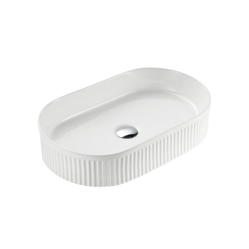 CETO CASCADE FLUTED OVAL ABOVE COUNTER BASIN GLOSS WHITE 360MM