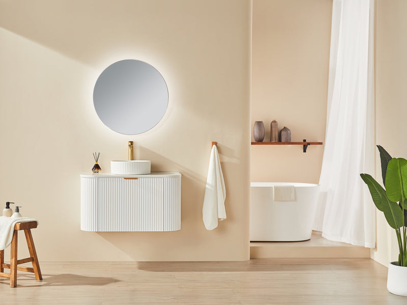 CETO AVALON Flutted Curved Wall Hung Vanity MATTE WHITE 750-1500mm
