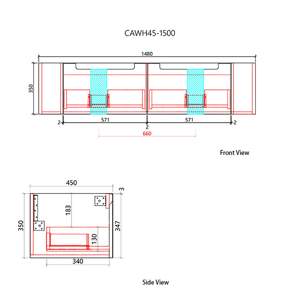 Aulic Savio Wall Hung Vanity 1500MM